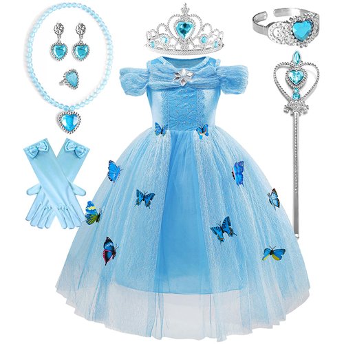 Le SSara Girls' Princess Costumes Fancy Butterfly Cosplay Dress Halloween Xmas New Year Carnival (US, Age, 4 Years, 5 Years, SBL)