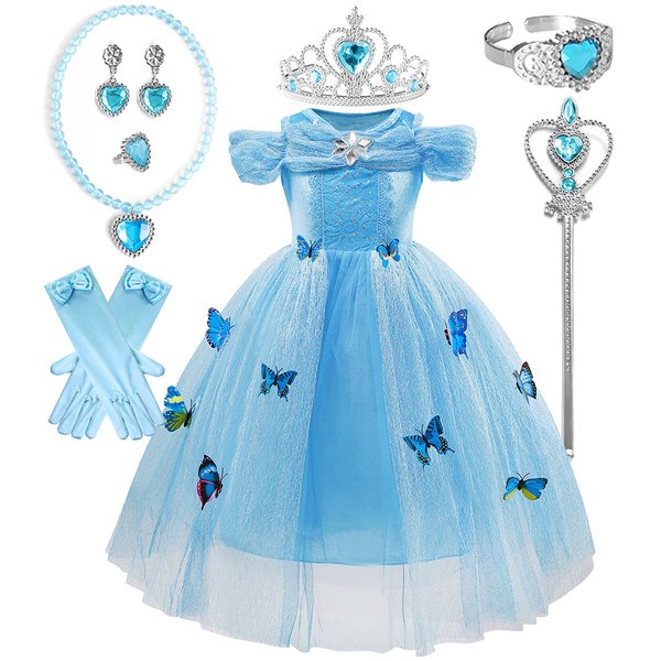 Le SSara Girls' Princess Costumes Fancy Butterfly Cosplay Dress Halloween Xmas New Year Carnival (US, Age, 4 Years, 5 Years, SBL)