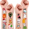 Christmas Temporary Tattoos 10 Sheets 100 PCS Cute Cat Party Decorations Favors Supplies Xmas Cat Theme Birthday Stickers Gifts for Boys Girls Kids Class School Prizes Carnival Christmas