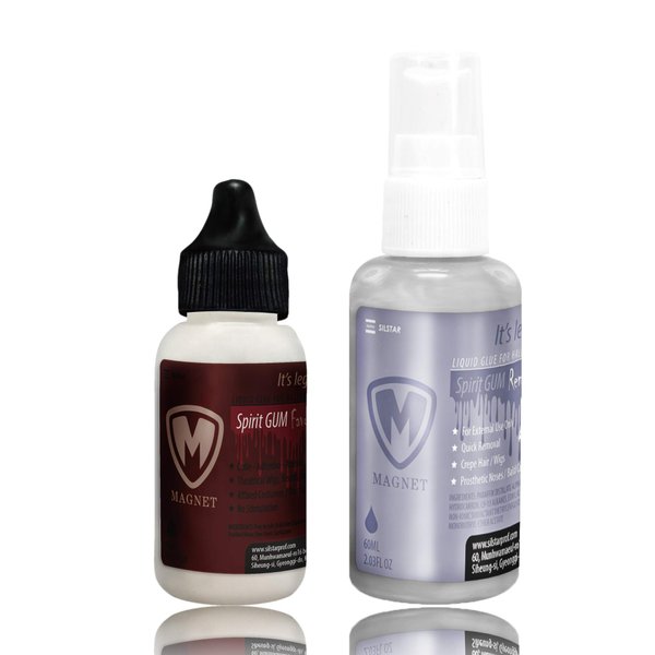 Magnet Spirit Gum Glue 2.03oz_40g & Remover 1.35oz_60ml Set/FX Adhesive/Prostetics Glue/Helloween Glue/Made in Korea
