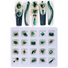 40PCS Emerald Green Luxury Nail Art Rhinestones Kit for Acrylic Nails，Green Alloy Nail Charms Nail Decorations，Nail Accessories Nail Jewels for Nail Art Supplies Manicure Making Craft DIY