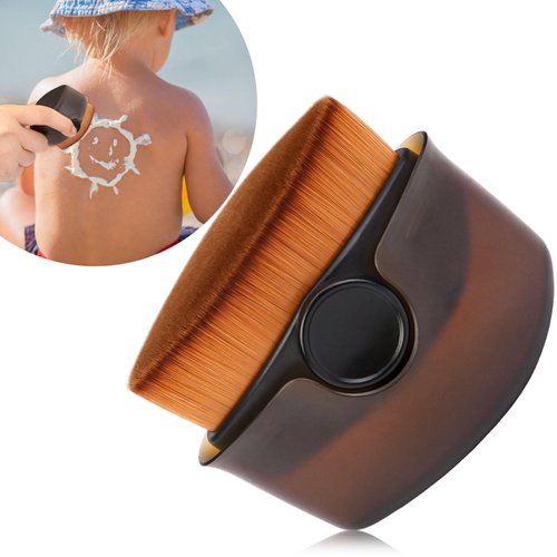 Dexspoeny Sunscreen Applicator for Kids,Sunscreen Applicator with Protective Lid,Sunlotion Applicator Suncream Brush for Blending Liquid, Cream or Flawless Powder Cosmetics(Brown)