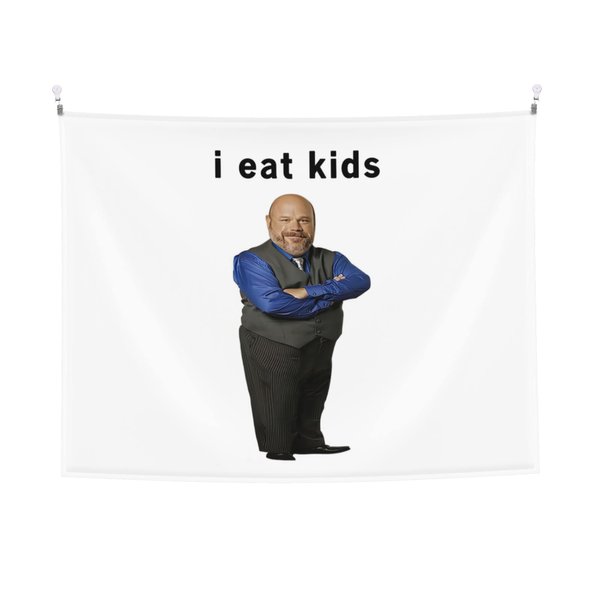 I Eat Kids Bertram Tapestry for Bedroom, College Dorm or Living Room, Funny & Simple Wall Tapestries for Boy Small 30"x40"