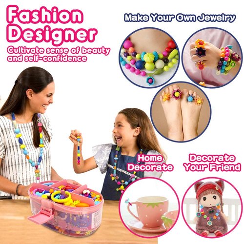 Pop Beads, Jewelry Making Kit for Girls, Art and Craft Toys Gift, DIY Bracelets Necklace Hairband and Rings Creativity Set for Kids Age 3 4 5 6 7 8 Year Old