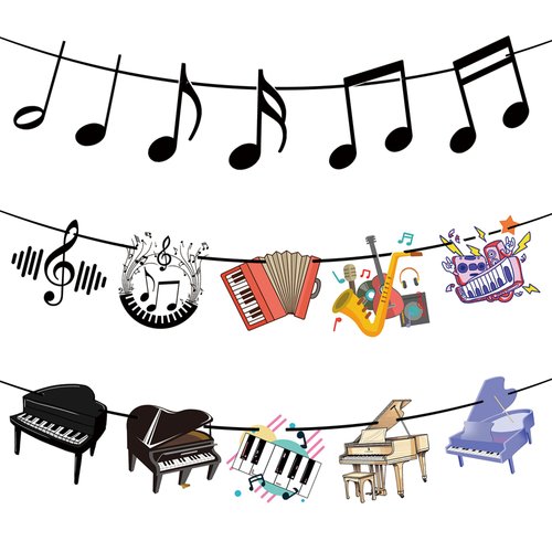 ATSMOICY Piano Notes Color Banner Party Decorations -Music Themed Banner Party Supplies Musician Birthday Baby Shower Party Favors