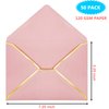 5x7 Envelopes for Invitations with Gold Border, 50 Pack A7 Envelopes with V-Flap, Self Seal Greeting Card Gift Card Envelopes Invitation Envelopes for Wedding, Graduation, Baby Shower, Party (Pink)