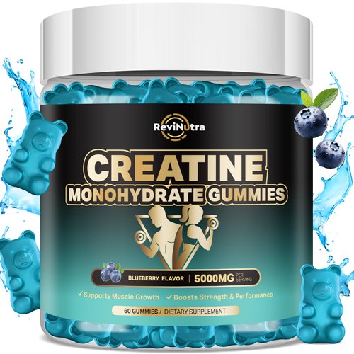 Creatine Monohydrate Gummies for Men & Women, 5000mg Chewables Creatine Supplement for Muscle Growth & Recovery, Promote Energy, Boost Strength, High Absorption, Blueberry Flavor Big Bear Gummies