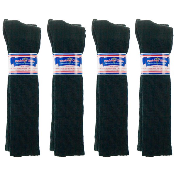 12 PAIR KNEE HIGH DIABETIC SOCKS BLACK BIG MEN PHYSICIAN'S CHOICE OVER THE CALF CREW 13-15