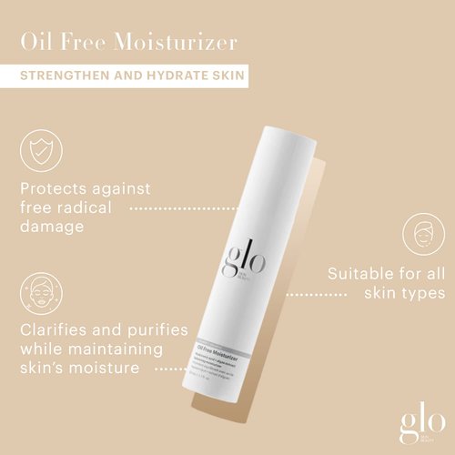 Glo Skin Beauty Oil Free Moisturizer - Lightweight Moisturizing Face Cream Powered by Hyaluronic Acid & Algae Extract for a Balanced, Conditioned & Clear Complexion
