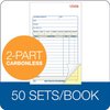 Adams Sales Order Books, 2-Part, Carbonless, White/Canary, 4-3/16 x 7-3/16 Inches, 50 Sets per Book, 6 Books