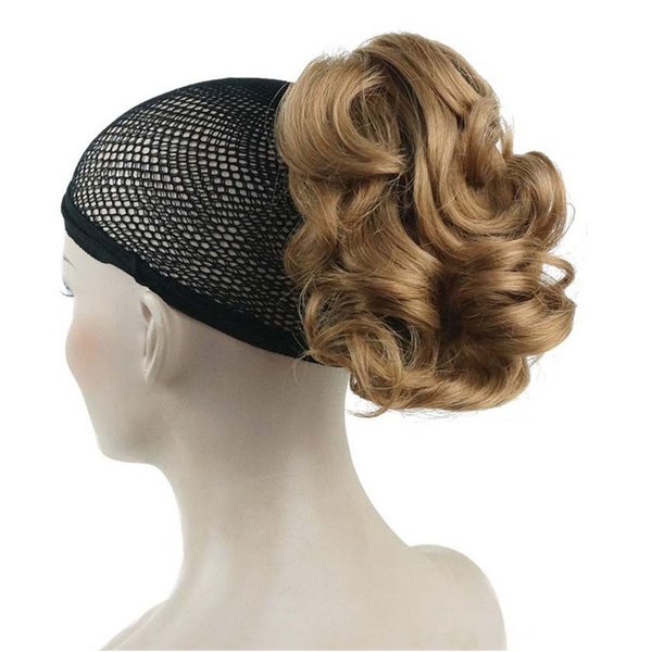 Aimole 6" Short Curly Synthetic Ponytail Clip in Claw Extensions 80g with a jaw/claw clip(19-Light Strawberry Blonde)