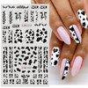 MAIOUSU STORE Nail Art Stickers, 12 Sheets Cute Milk Cartoon Water Transfer Nail Decals Nail Stickers with Assorted Patterns Milk Cow Animal Leopard Heart Design DIY Nail Art Decoration