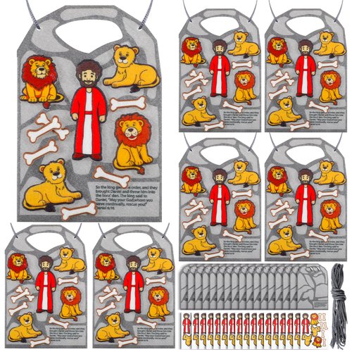 HunnmingRe 24 Pcs Felt Bible Crafts Daniel in The Lion's Den Craft Kit for Sunday School Kids Christian Religious Easter DIY Game Activities