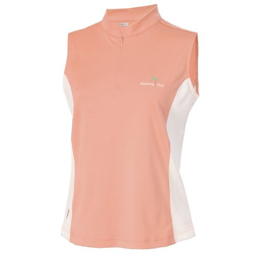 Monterey Club Women's Contrast Colorblock Sleeveless Top #2043 (Coral Reef/White, Small)