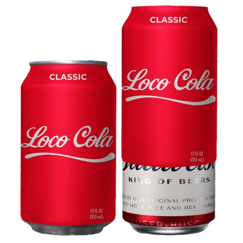 Beersy Silicone Sleeve Soda Can Cover - Insulated Silicone Can Sleeve - Multi-Purpose Can Insulator - Tight-Fitting Drink Skin - Novelty Drink Holder for Sporting Events, Fits 12oz Cans (Loco-Cola)