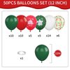 50PCS Red Green and White Balloons,12 inch Christmas Balloons Christmas Balloon Arch Kit Party Decoration,Suitable for Christmas Decoration Birthday Party Supplies