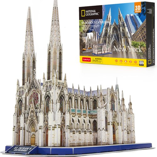 CubicFun 3D Puzzles for Adults St. Patrick's Cathedral Model Kits, New York Architecture Puzzles for Adults Desk Building Toys for Kids Ages 8+, 117 Pieces with Booklet Xmas Gifts