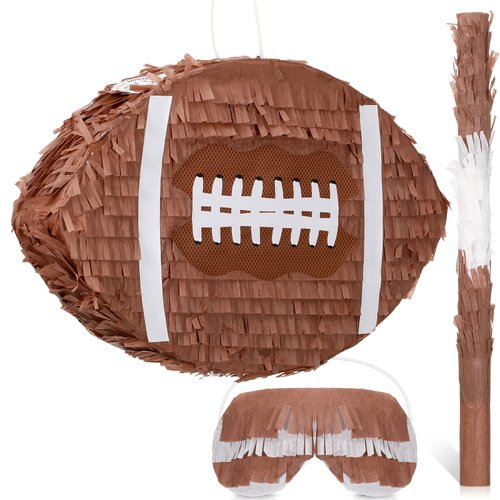 Sratte Football Piñata Kids Football Piñata for Birthday Decoration Football Piñata with Bat and Eye Mask for Boys Sports Birthday Party Football Birthday Party Supplies(15.4 x 10 x 3 Inch)
