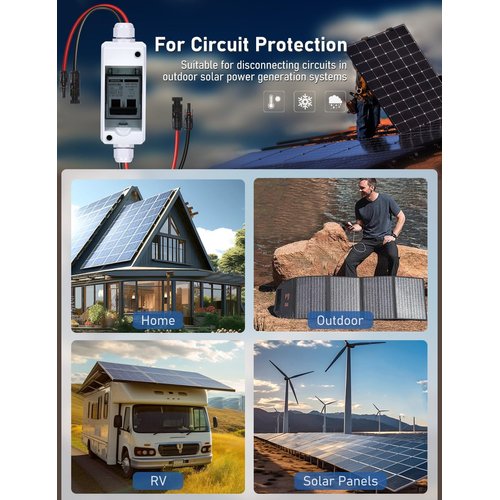 DIHOOL Solar Panels 30 Amp Solar Disconnect Switch, Outdoor Small Breaker Box, Miniature Circuit Breaker with din Rail Enclosure