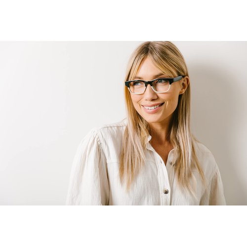 Peepers by PeeperSpecs Women's Layover Square Blue Light Blocking Reading Glasses, Black/Tan, 49 + 2.75