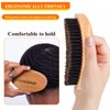 Aosina Wave Brush Set with Cleaning Brush and Travel Bag- Natural Boar Bristles Hair Brush with Beechwood Handle-Perfect for 360 Waves, Curly Hair and Afro Hair