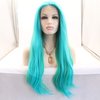 Sylvia 24' Blue Mixed Green Wig for Women Long Natural Straight Curly Wavy Hair Wig Synthetic Lace Front Wigs Middle Parting 180% Density Fiber Hair for Daily Party Cosplay for Woman…