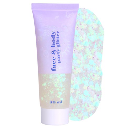 CCbeauty White Body Glitter,Face Glitter Gel,Singer Concerts Music Festival Rave Accessories,Sequins Glitter Face Paint,Chunky Glitter for Eye Lip Hair,Sparkling Holographic Gel for Women,50ml