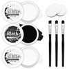 3-Piece Black White Face Paint Set (2 White, 1 Black) - 1.76 oz Each, Includes Sponge and Brushes, Professional SFX Makeup Kit for Halloween, Skeleton, Ghost, Skull Cosplay, Full Coverage Body Paints