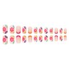 Short Press on Nails Square French Tip Fake Nails Full Cover False Nails with Colorful Flower Designs Glossy False Nails with Nail Glue Artificial Acylic Nails for Women Girls 24 Pcs