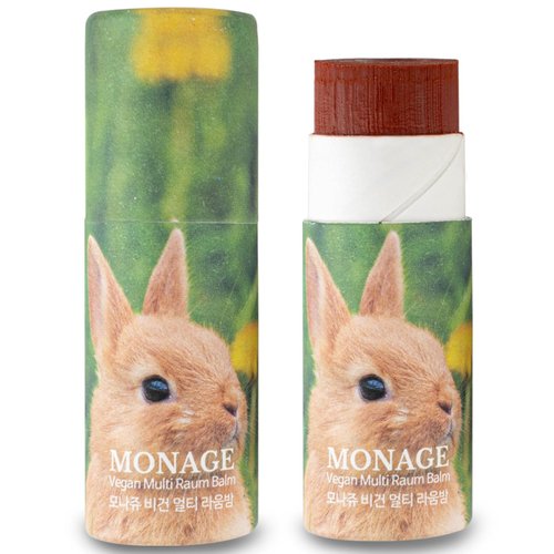 MONAGE Korean Beauty Tinted Lip Balm & Nourishing & Moisturizing Lip Care Made from 100% Natural Ingredients, Organic Moisturizer for Dry, Cracked Lips, Natural Red from Nature, Raum 0.38 Ounce