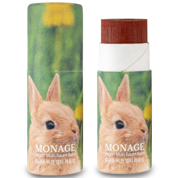 MONAGE Korean Beauty Tinted Lip Balm & Nourishing & Moisturizing Lip Care Made from 100% Natural Ingredients, Organic Moisturizer for Dry, Cracked Lips, Natural Red from Nature, Raum 0.38 Ounce