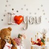 Dzrige 38 Inch I Love You Balloons Red Love Heart Shaped Silver Letter Balloon Banner I Love U Foil Balloons for Valentines Day Mothers Day Wedding Anniversary Decoration Supplies, 2 Pieces
