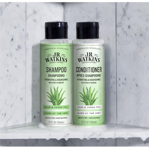 J.R. Watkins Daily Hydration Shampoo, Aloe & Green Tea - 12 fl oz (Pack of 2)