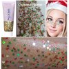 Go Ho Christmas Body Hair Face Glitter Gel,Christmas Glitter Face Paint,Holographic Colorful Sequins Chunky Glitter,Reflective Face Temporary Tattoo Glitter Makeup,Festival Christmas Accessories