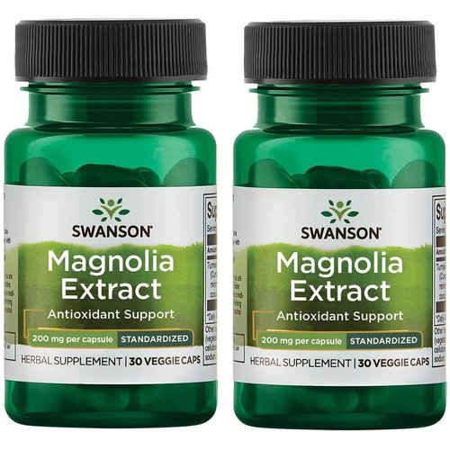 Swanson Magnolia Bark-Herbal Supplement Traditionally Used to Promote Nervous System & Digestive Health Support-May Promote Respiratory Health & Stress Support (30 Veggie Capsules, 200mg Each) 2 Pack