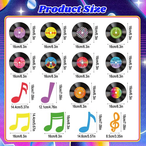 36pcs 1950's Rock and Roll Party Decorations,50s Sock Hop Hanging Decorations Vinyl Record Music Themed Party Swirls Streamers Ceiling Supplies for 50's Theme Rock Music Birthday Party Supplies