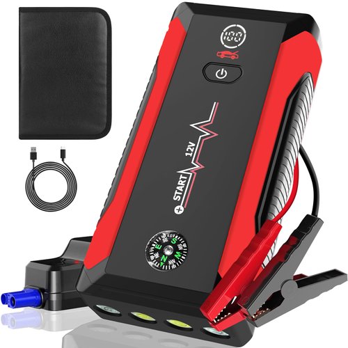 JAOPAE Car Jump Starter, Jump Starter Battery Pack for Up to 8.5L Gas & 8.0L Diesel Engines, 12V Portable Jump Box with 4 Modes Flashlight and Jumper Cable, Power Bank Function