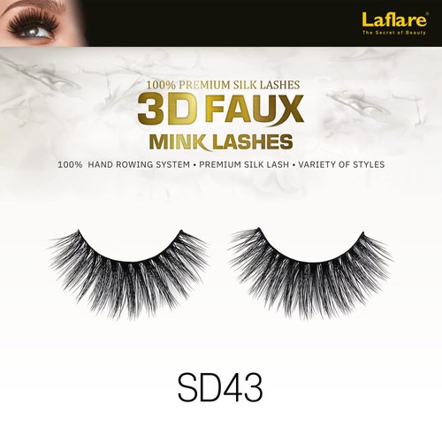 Laflare Silk Lashes 3D FAUX MINK Eyelashes, Light, Reusable, Handmade, Natural Looking, Professional Easy to Apply Eyelashes in a Knitted Style3-3 PACKS BUNDLE SPECIAL (3, SD43)