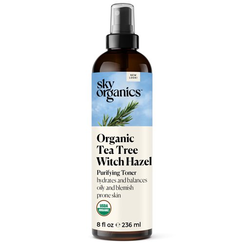 Sky Organics Organic Tea Tree & Witch Hazel for Face, Purifying Facial Toner to Hydrate, Soothe, Cleanse and Balance Blemish-Prone Skin, Helps Minimize the Appearance of Pores, 8 fl Oz. / 236 ml