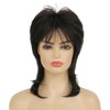 Dai Cloud Short Black Mullet Wig for Women Shaggy Layered Fluffy Wig 80s Rocker Wig for Women Black Curly Wig Cosplay Halloween Daily Costume Wigs Hair Replacement Wigs