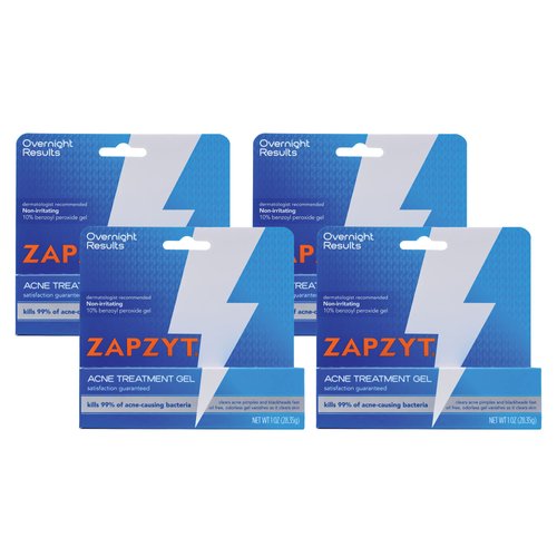 Zapzyt Maximum Strength 10% Benzoyl Peroxide Acne Treatment Gel 1 oz. (Pack of 4)