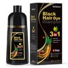 Bablabear MEIDU Black Hair Dye Shampoo, Semi-Permanent Gray Coverage for Women and Men, 3 in 1 with Natural Ingredients, Lasts 30 Days/500ml