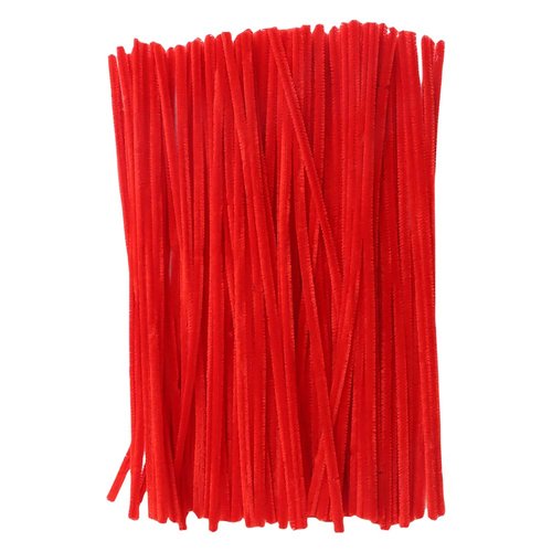 200 Pcs Christmas Pipe Cleaner Fluffy Chenille Stems Colored Pipe Cleaner Creative Art Pipe Cleaners Craft Supplies for DIY Craft Red