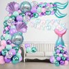 Fressdai Sea-Maid Birthday Decorations Balloon Arch Kit - Pink Purple Green Foil Balloons plus Happy Birthday Banner Little Sea-Maid Party Supplies for Girl(6 years old)
