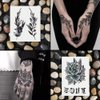 Oottati Waterproof 9 Sheets Back of Hand Fake Temporary Tattoo Stickers - Black Gothic Flower Rose
