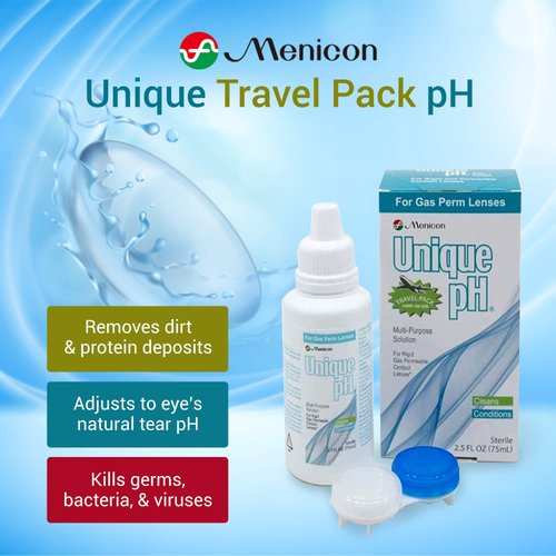 Unique pH Travel Pack- Multipurpose Solution for Gas Permeable Contact Lenses -2.5 Fluid Ounces