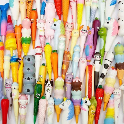 Anboor Squishys Set Toy,5pcs Random Squishies Grip Pens Relief Classroom Stressm,Squeeze Topper Pen Holder for Student Kid Teen Stress Relief Kid's Toys