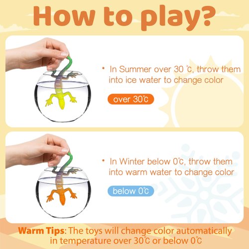 Lizard Series -16pcs Temperature Color Changing Bath Toys,Water Table Toy for Easter Egg Fillers,Goodie Bags Fillers,Themed Party,Classroom Rewards,Carnival Prize, for Kids 3+