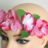 Hawaiian Leis Headband Wristbands Hawaii Tropical Luau Necklace Headpiece Bracelets Hair Bands Flower Leaf Wreath Women Summer Beach Vacation Wedding Birthday Party Favors Supplies Decorations 24 PCS
