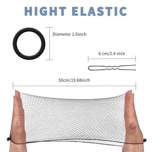 Hair Nets for Buns Invisible Elastic Edge Mesh and U Shaped Pins Set, 30PCS Hair Net, 30PCS 2.4 INCH Hair Pins, 5PCS Hair Elastic Bands, Black